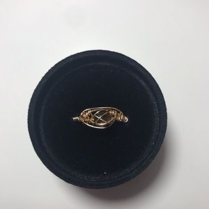 gold wire ring with Tiger’s Eye bead